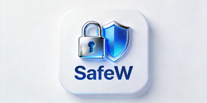 SafeW安全通讯软件锁与盾牌图标象征隐私保护的概念图
